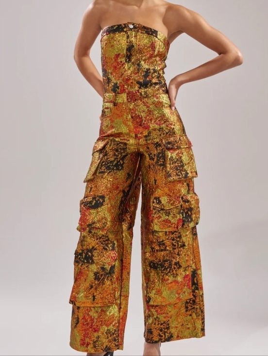 AKIRA Pants - NIKKI BROCADE JUMPSUIT - L
